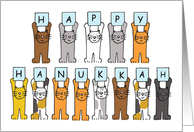 Happy Rosh Hanukkah Cute Cartoon Cats Holding Up Letters card