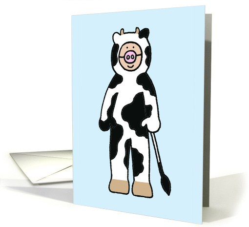 Happy Birthday to Cartoon Cowgirl or Cowboy Child in Cow Costume card