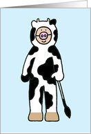 Happy Birthday to Cartoon Cowgirl or Cowboy Child in Cow Costume card