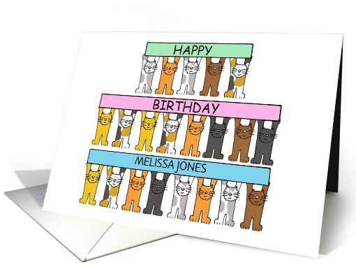 Happy Birthday Cartoon Cats to Personalize with Any Name card