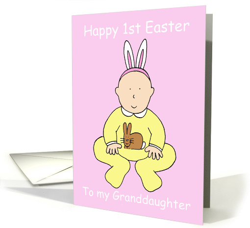 Happy First Easter Granddaughter Cute Baby in a Bunny Outfit card