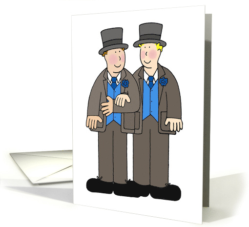 Two Formal Grooms Civil Union or Wedding Congratulations Cartoon card