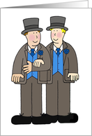 Two Formal Grooms Civil Union or Wedding Congratulations Cartoon card