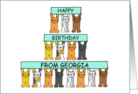 Happy Birthday from Georgia, Cartoon Cats. card