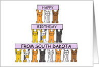 Happy Birthday from South Dakota Cartoon Cats card