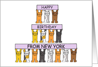 Happy Birthday from New York Empire State Cute Cartoon Cats card