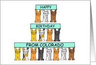 Happy Birthday from Colorado Cartoon Cats Centennial State card