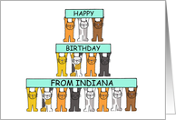 Happy Birthday from Indiana the Hoosier State Cute Cartoon Cats card