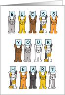 Bless Your Heart Cute Cartoon Cats Holding Up Letters card