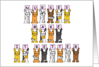 Get Well Soon Cartoon Cats with Bandages Nurses Make it Better card