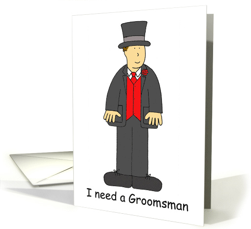 Please be My Groomsman Cartoon Man in Top Hat and Tails card (1175266)