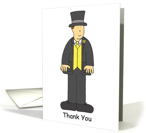 Thank You for Being a Groomsman Cartoon Man in Formal Wear card