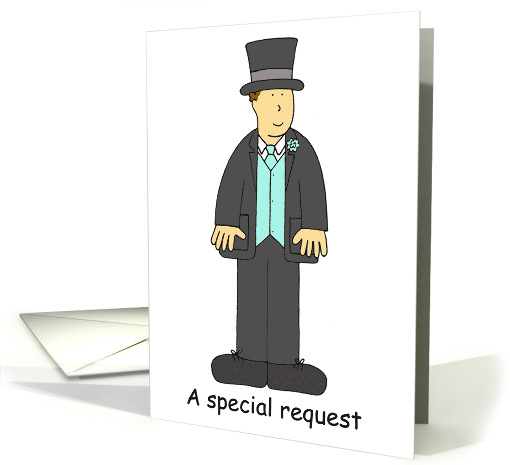 Please Give Me Away on My Wedding Day Cartoon Man in Formal Wear card