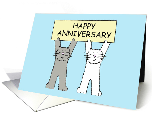 Happy Anniversary to Both of You Two Cartoon Kittens card (1187846)