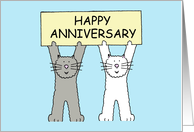 Happy Anniversary to Both of You Two Cartoon Kittens card