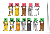 Happy Kwanzaa Cute Cartoon Cats Holding Up Letters card