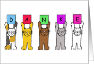 Thank You in German Danke Cartoon Cats Holding Up Letters card
