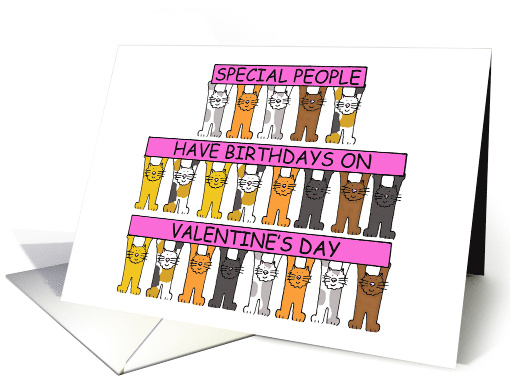 Valentine's Day February 14th Birthday Cute Cartoon Cats card
