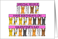 Valentine’s Day February 14th Birthday Cute Cartoon Cats card