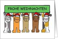 Happy Christmas in German Frohe Weihnachten Cats in Santa Hats card