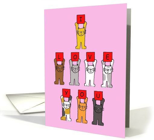 I Love You Romantic Valentine with Cute Cartoon Cats card (1204310)