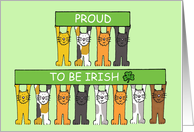 Proud to be Irish Happy St Patricks Day Cartoon Cats Holding Banners card