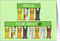 Proud to be Irish Happy St. Patricks Day Cartoon Cats Holding Banners card