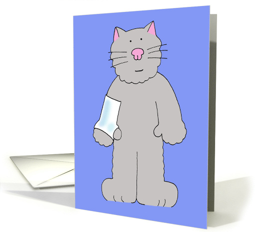 Broken Arm Wrist Speedy Recovery Humor Cute Cartoon Cat card (1207554)