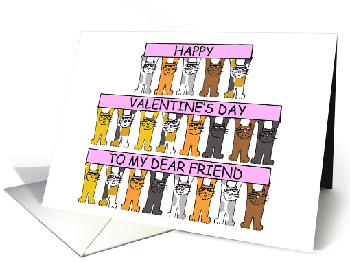 Valentine for Dear Friend Cartoon Cool Cats Standing... (1212620)