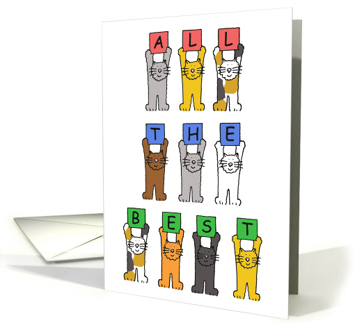All the Best for Your Retirement Cartoon Cats Holding Letters Up card