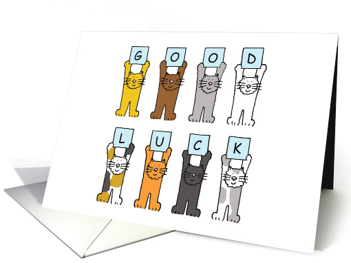 Good Luck From All of Us Cute Cartoon Cats card (1218470)