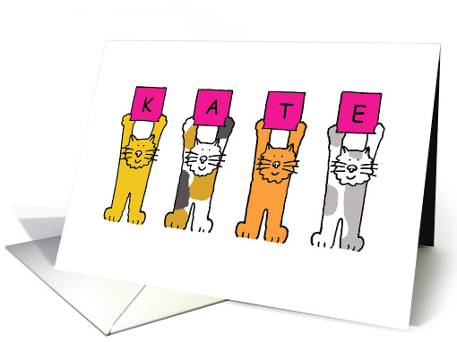 Kate Blank Card Cute Cartoon Cats Holding Up Letters card (1221062)