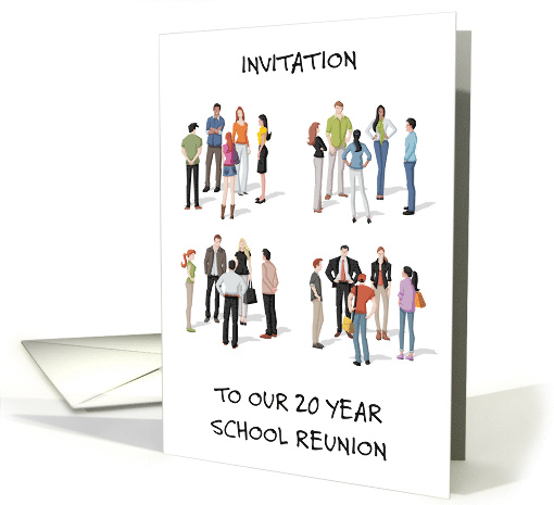 20 Year School Reunion Invitation Cartoon People Talking... (1224392)