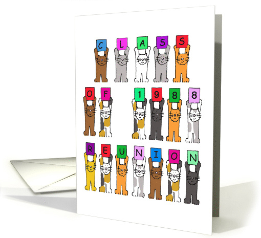 Class Reunion to Personalize Any Year Cartoon Cats Holding card