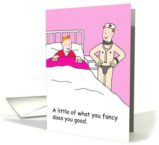 Funny Doctor and Patient Cartoon Sexy Gay Male Valentine card