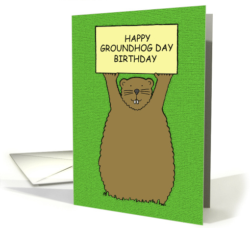 Happy Groundhog Day Birthday February 2nd Cartoon Groundhog card