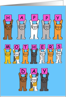 Happy Mother’s Day Cute Cartoon Cats Holding Letters card