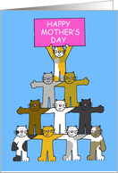 Happy Mother’s Day Cute Cartoon Cats Holding a Banner card