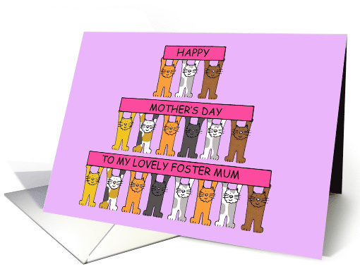 Happy Mother's Day to My Foster Mum Cute Cartoon Kittens card