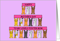 Happy Mother’s Day Foster Mom Cute Cartoon Cats with Banners card