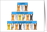 Happy Father’s Day to My Wonderful Dad Cartoon Cats Holding Banners card