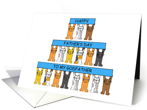 Happy Father's Day to My Godfather Cute Cartoon Cats card (1238460)