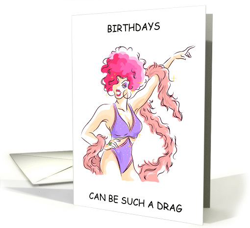Fabulous Gay Drag Queen Birthday Glamorous Lady Illustration card