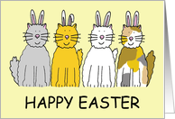 Happy Easter Cats Wearing Bunny Ears Fun Cartoon Bunny Kittens card