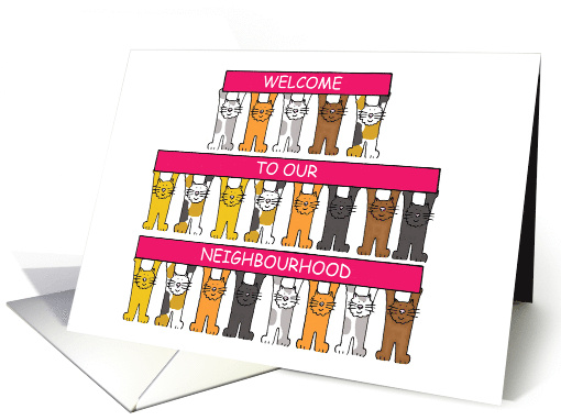 Welcome to our Neighbourhood UK Spelling Cartoon Cats card (1260156)