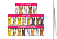 Welcome to our Neighbourhood UK Spelling Cartoon Cats card