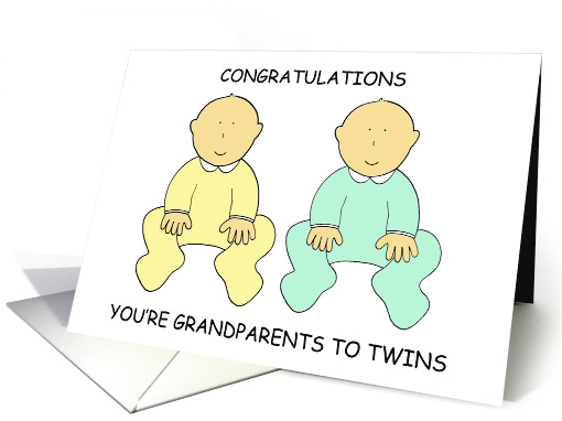 Congratulations You're Grandparents to Twins Cartoon Babies card