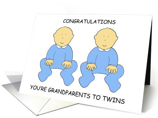 Congratulations You're Grandparents to Twin Boys Cute Babies card