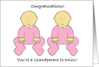 Congratulations You’re a Grandparent to Twin Girls Cartoon Babies card