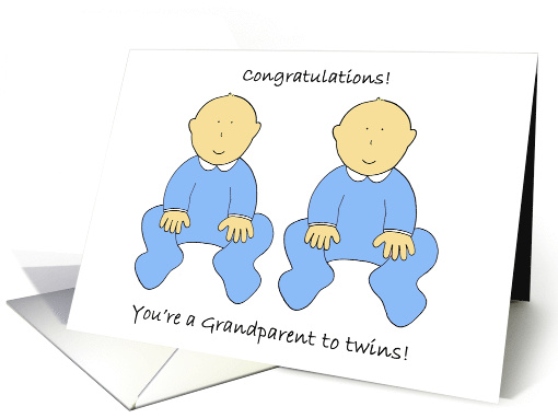 Congratulations You're a Grandparent to Twin Boys Cute Babies card